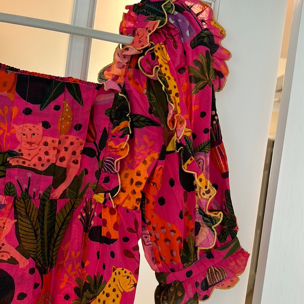 Farm Rio Pop Leopards Cotton Blouse - size XS